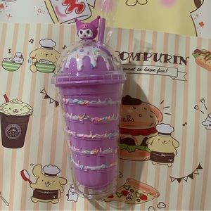 Kuromi Purple Milkshake Inspired Reusable Cup with Pastel Rainbow Sprinkles